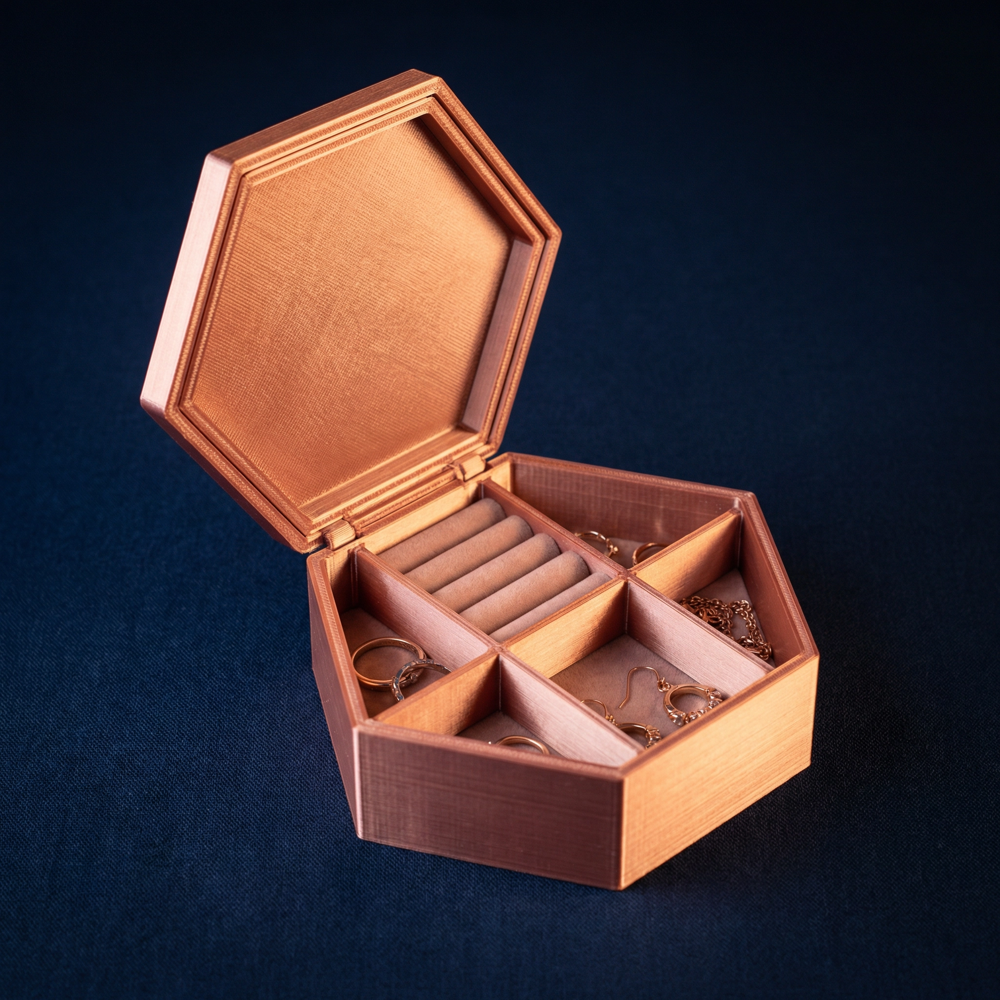 Porta-Joias Hexagonal Rose Gold